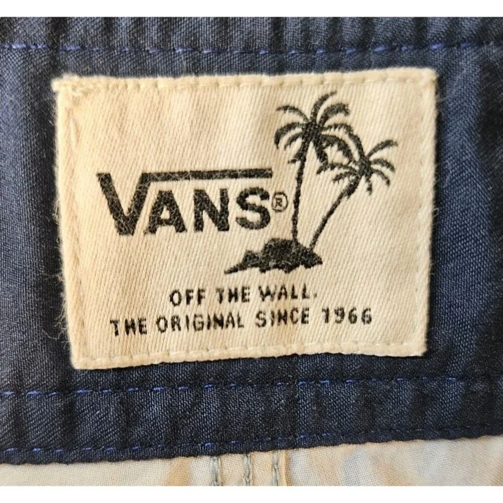 VANS Off The Wall Mens Board Shorts Tropical Stretch Floral Blue Gold Size 32
